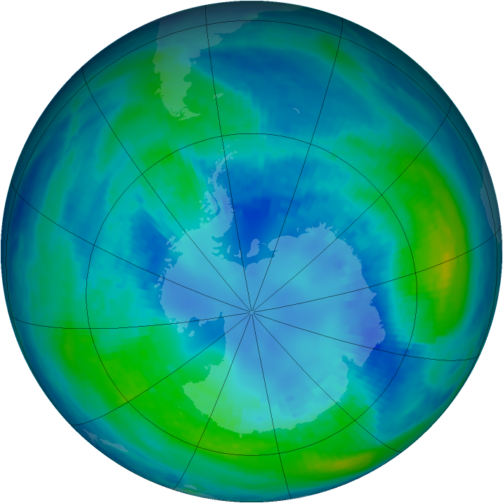 Antarctic ozone map for 17 April 1986